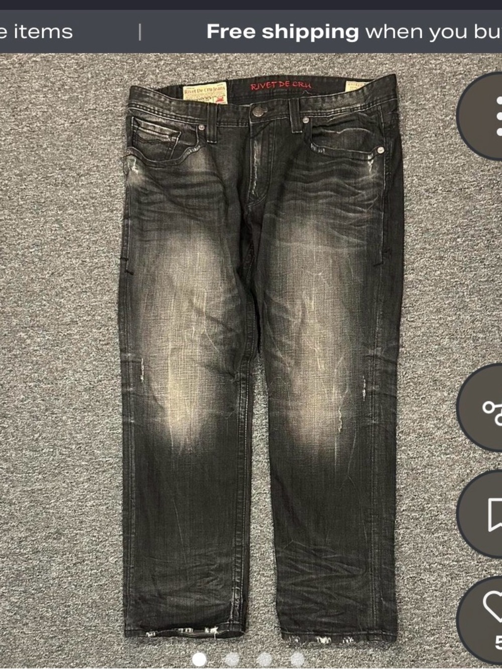 Rivet De Cru Men's Black Washed Straight Jeans